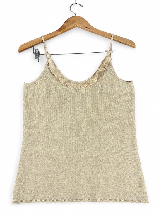 Neiman Marcus Tops - Neiman Marcus 100% Cashmere Ruffle Neck Tank Top M